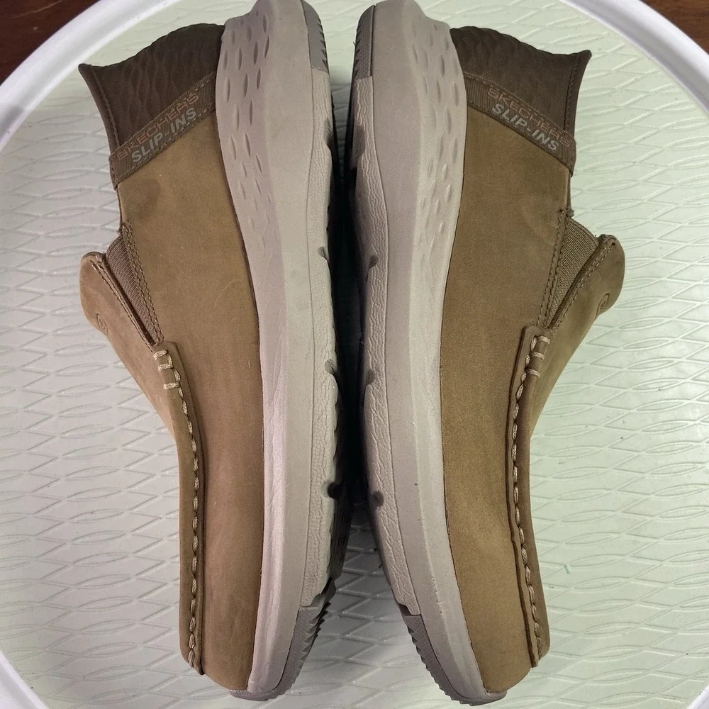 Skechers Men's Brown‎ Leather Parson-Oswin Slip-ins Shoes EXTRA EXTRA WIDE SZ.7